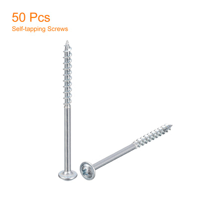 Harfington Uxcell #8x2-1/2" Pocket Hole Screws, 50pcs Phillips Drive Self Tapping Wood Screws