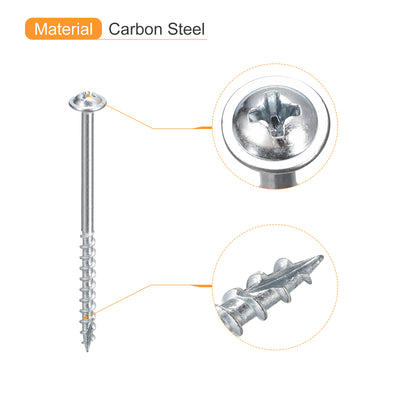 Harfington Uxcell #8x2-1/2" Pocket Hole Screws, 50pcs Phillips Drive Self Tapping Wood Screws