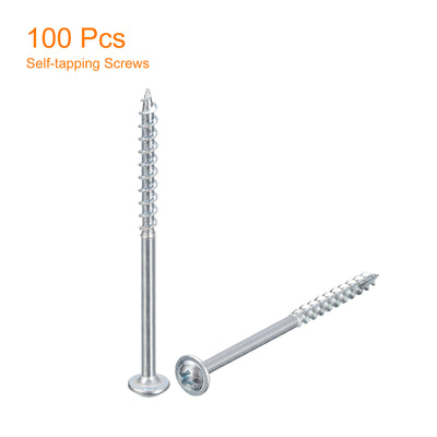 Harfington Uxcell #8x2-1/2" Pocket Hole Screws, 100pcs Phillips Drive Self Tapping Wood Screws