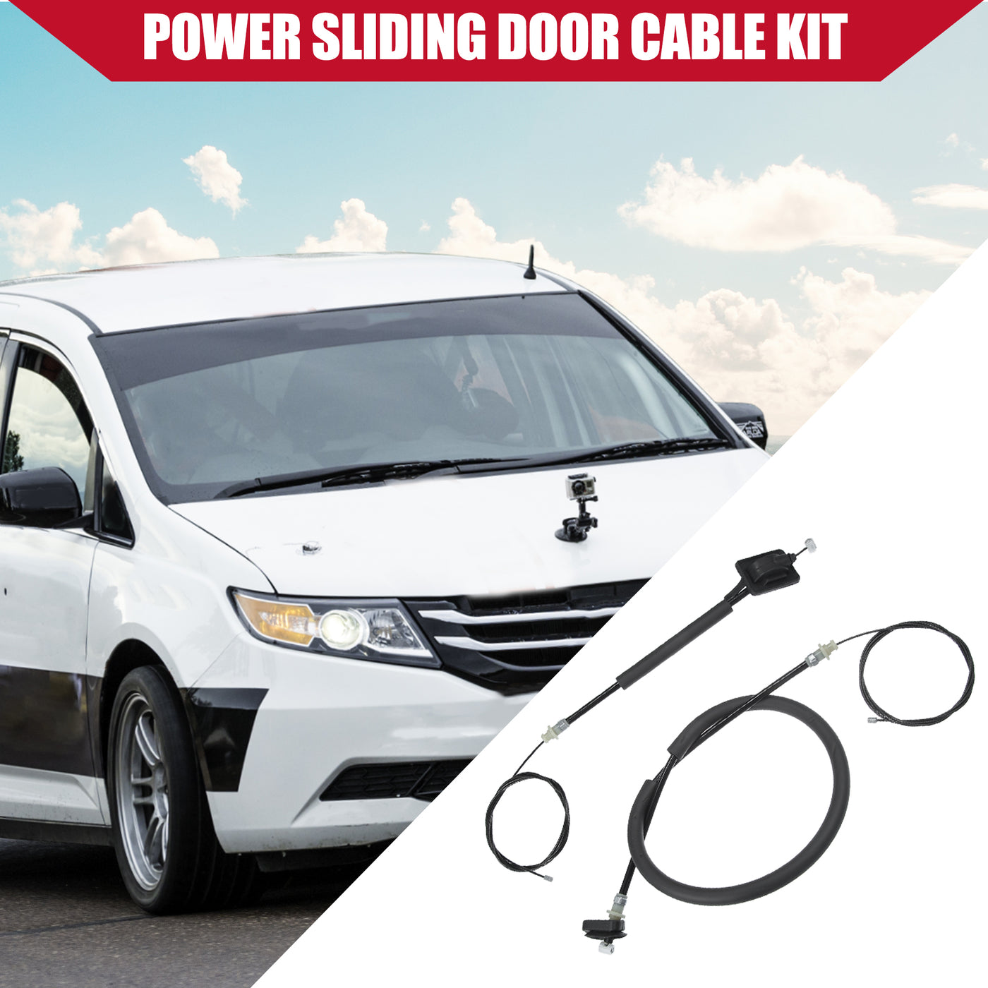 Hihaha No.72546-TK8-A01 Left Right Power Sliding Door Cable for Honda Odyssey 2011-2020 / Side Sliding Door Cable W/O Motor / Durable Rubber / 1 Set / Black