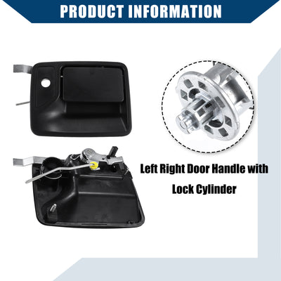 Harfington NO. 7C3Z1521990A/7C3Z2522405AA / Outer / Door Handle with Lock Cylinder Ignition Switch Lock Cylinder for Ford F150 97-03 for Ford F250 Super Duty 97-07 / Plastic / 1 Set / Black