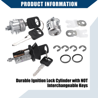 Harfington NO. 7C3Z1521990A/7C3Z2522405AA / Outer / Door Handle with Lock Cylinder Ignition Switch Lock Cylinder for Ford F150 97-03 for Ford F250 Super Duty 97-07 / Plastic / 1 Set / Black