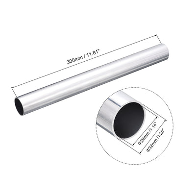 Harfington Uxcell 32mm OD 29mm Inner Dia 300mm Length 6063 Aluminum Tube for Industry DIY