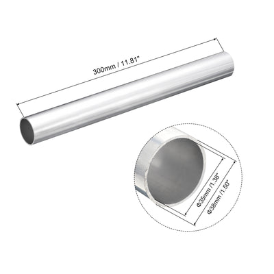 Harfington Uxcell 38mm OD 35mm Inner Dia 300mm Length 6063 Aluminum Tube for Industry DIY