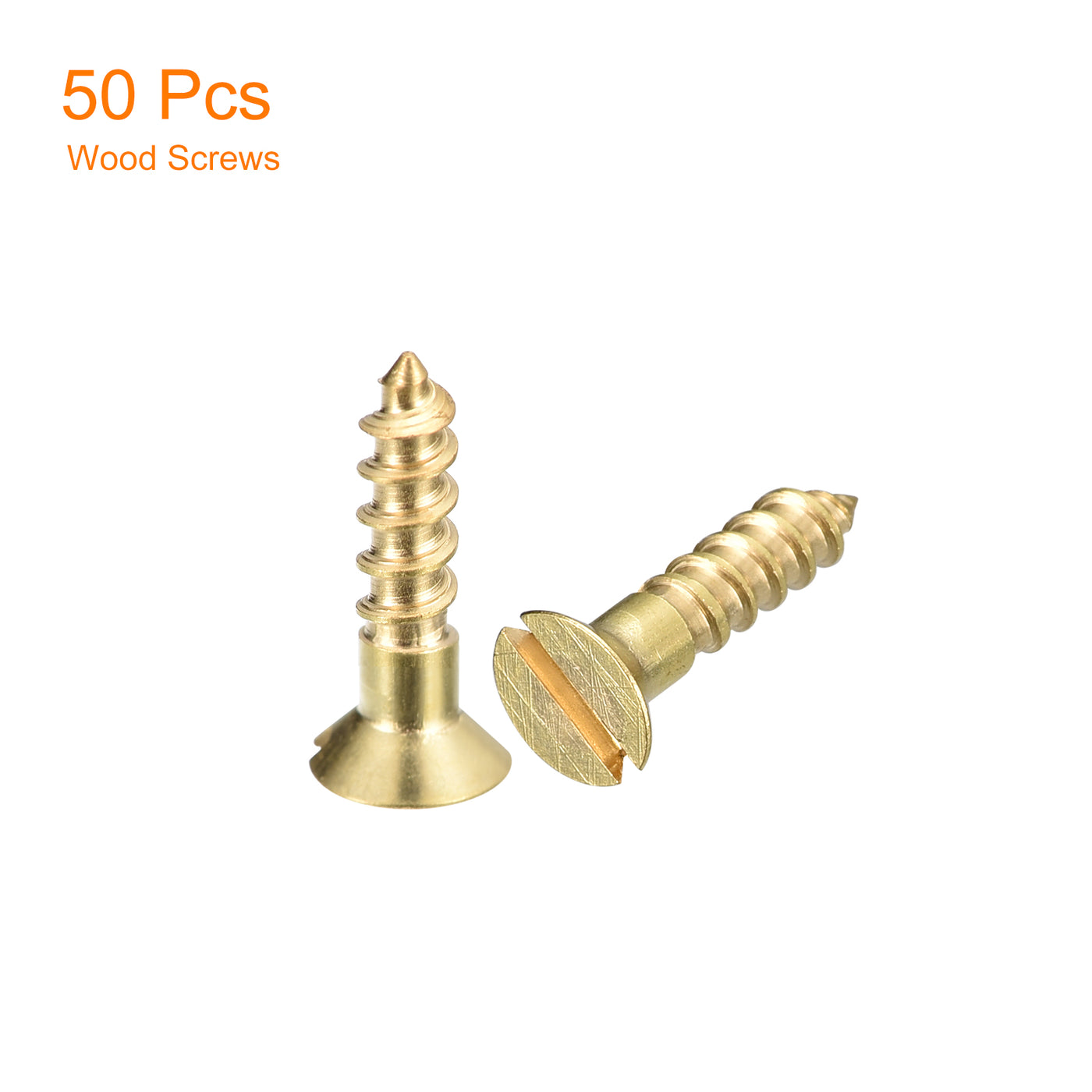 uxcell Uxcell 50Pcs M3 x 12mm Brass Slotted Drive Flat Head Wood Screws Self Tapping Screw