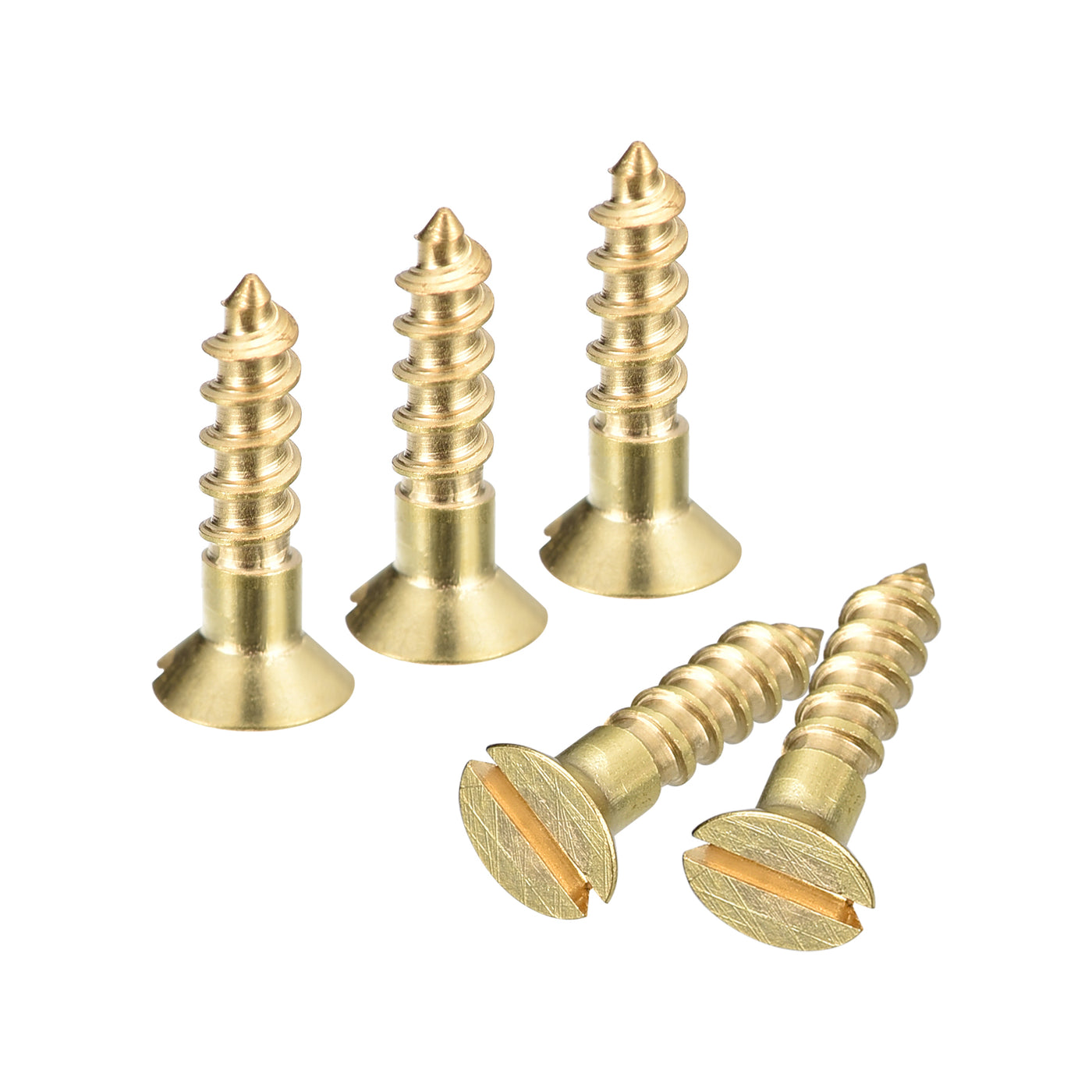 uxcell Uxcell 50Pcs M3 x 12mm Brass Slotted Drive Flat Head Wood Screws Self Tapping Screw