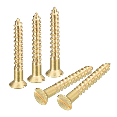 uxcell Uxcell 100Pcs M3.5 x 35mm Brass Slotted Drive Flat Head Wood Screws Self Tapping Screw