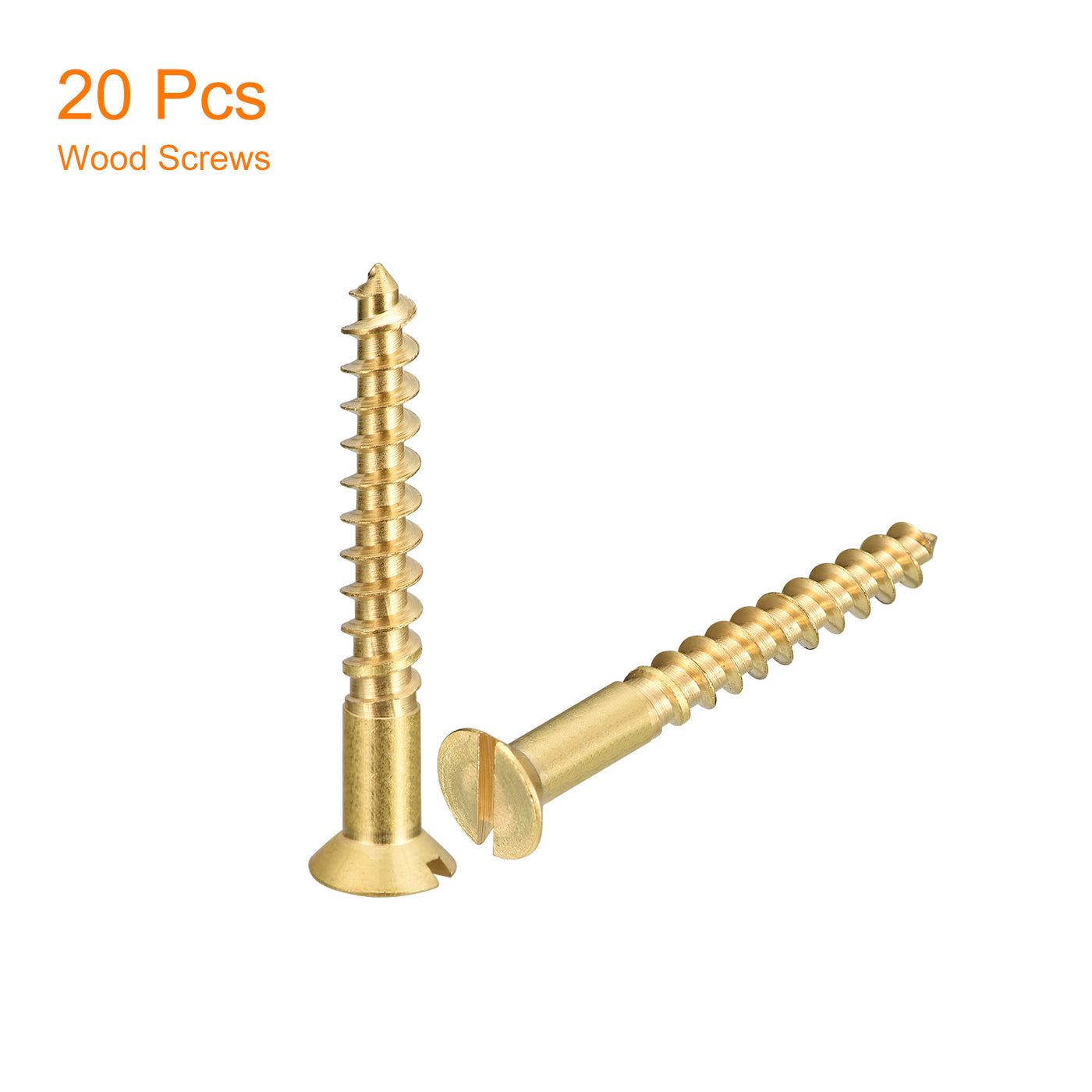 uxcell Uxcell 20Pcs M6 x 50mm Brass Slotted Drive Flat Head Wood Screws Self Tapping Screw