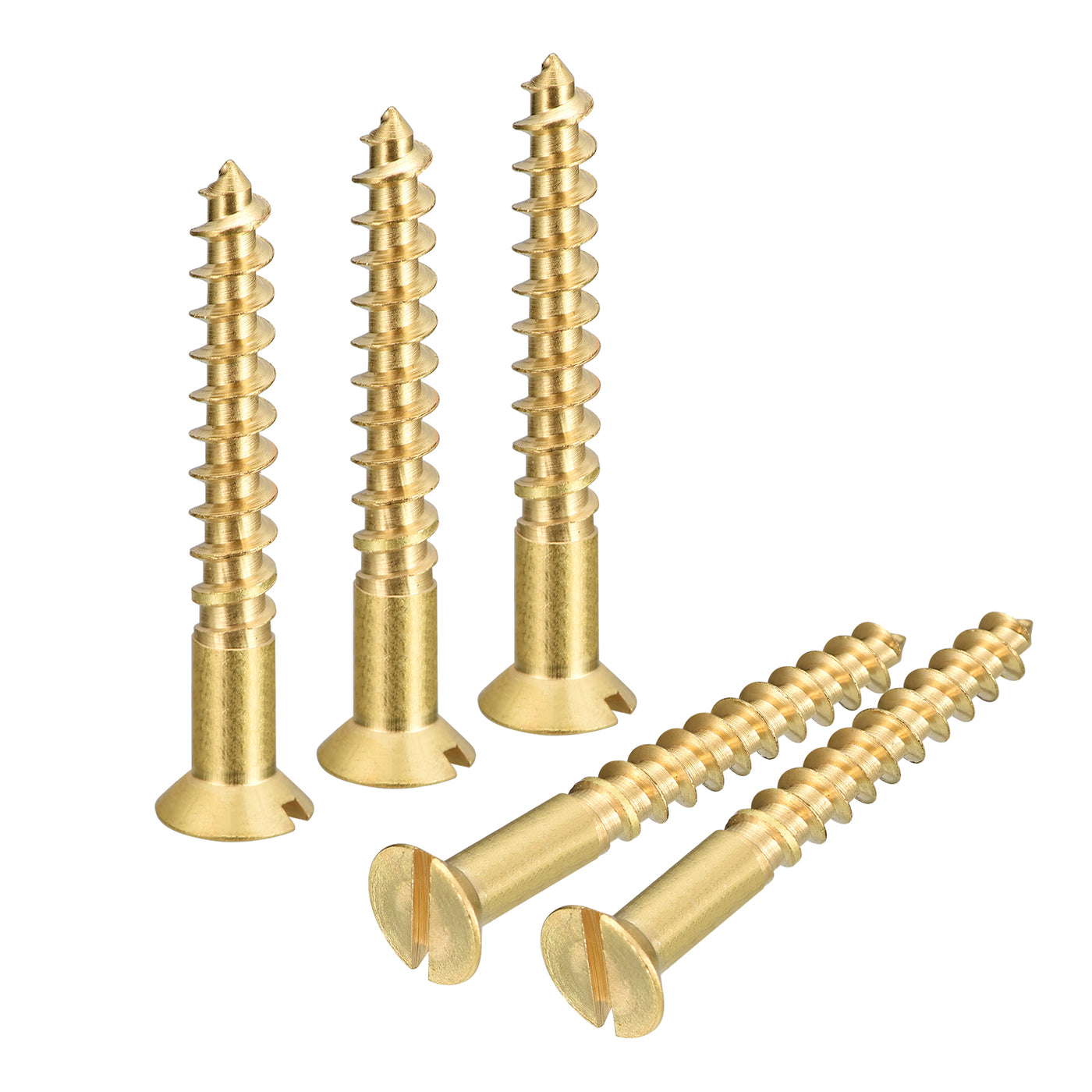 uxcell Uxcell 20Pcs M6 x 50mm Brass Slotted Drive Flat Head Wood Screws Self Tapping Screw