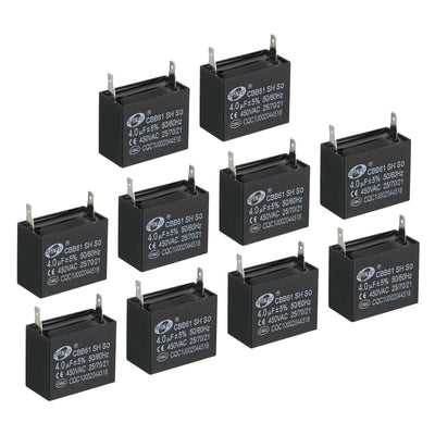 Harfington CBB61 Ceiling Fan Capacitor, 10Pcs 4uF 450V AC 50/60HZ with 2pins 38x32x31mm