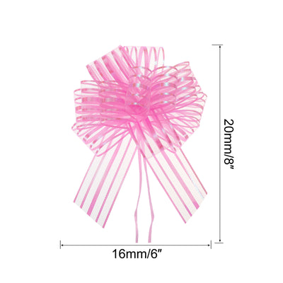 Harfington 15pcs 6 Inch Organza Large Pull Bow Gift Wrapping Bows Ribbon Chiffon Yarn Pink for Wedding Baskets Presents Christmas Valentine's Day