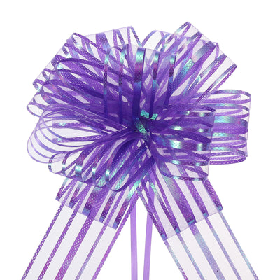 Harfington 15pcs 6 Inch Organza Large Pull Bow Gift Wrapping Bows Ribbon Chiffon Yarn Purple for Wedding Baskets Presents Christmas Valentine's Day