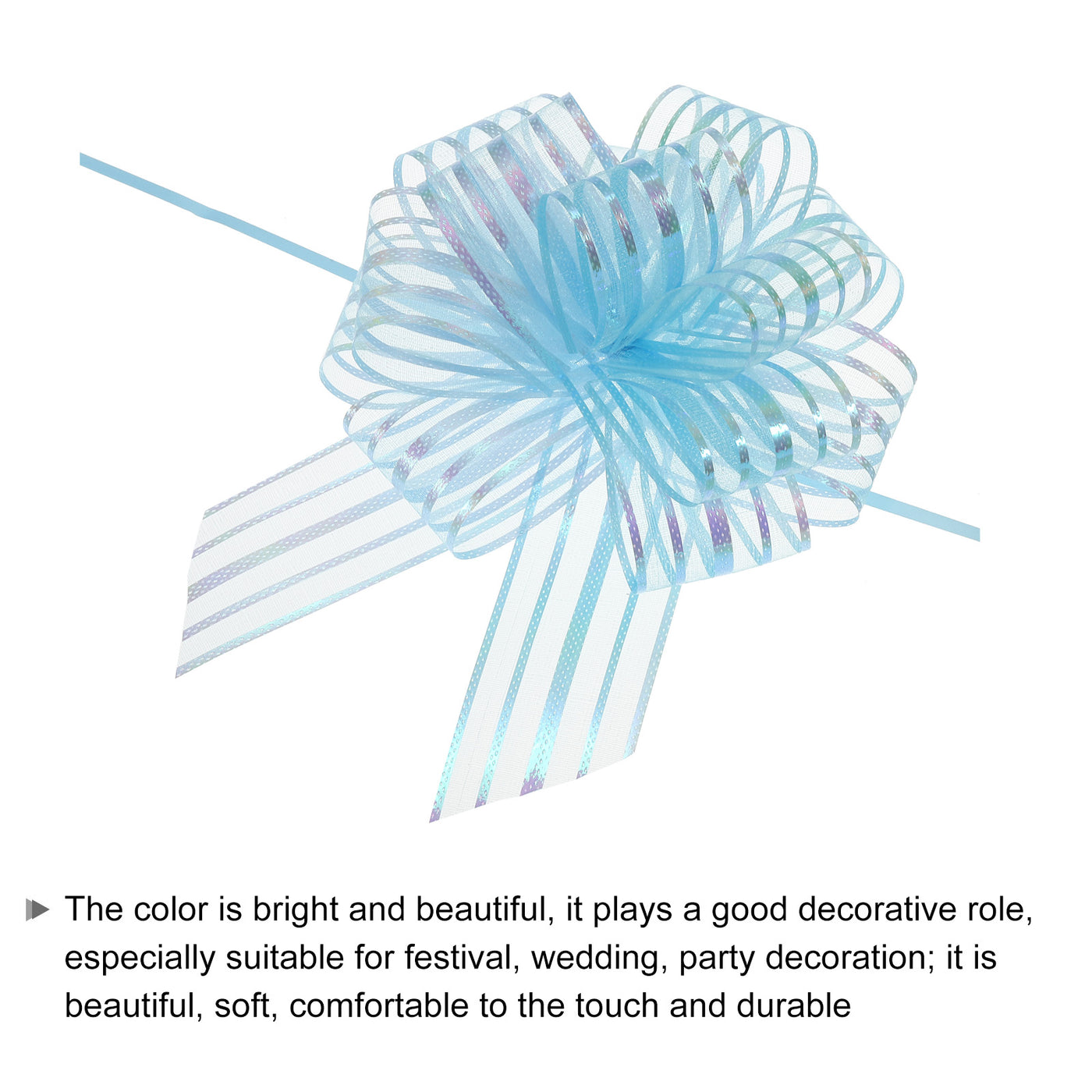 Harfington 5pcs 6 Inch Organza Large Pull Bow Gift Wrapping Bows Ribbon Chiffon Yarn Light Blue for Wedding Baskets Presents Christmas Valentine's Day