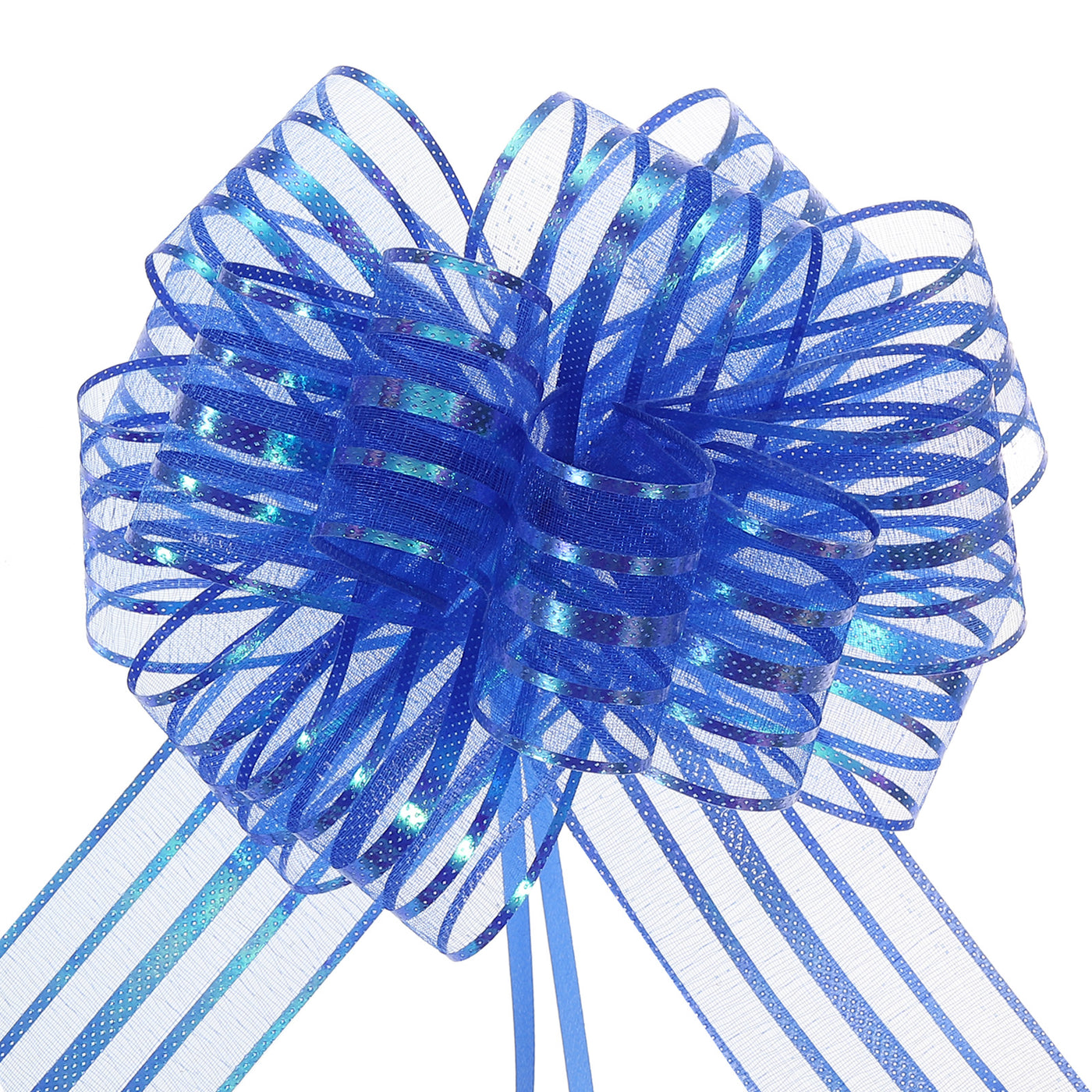 Harfington 5pcs 6 Inch Organza Large Pull Bow Gift Wrapping Bows Ribbon Chiffon Yarn Blue for Wedding Baskets Presents Christmas Valentine's Day