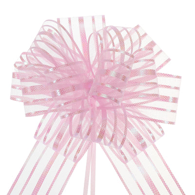 Harfington 5pcs 6 Inch Organza Large Pull Bow Gift Wrapping Bows Ribbon Chiffon Yarn Light Pink for Wedding Baskets Presents Christmas Valentine's Day