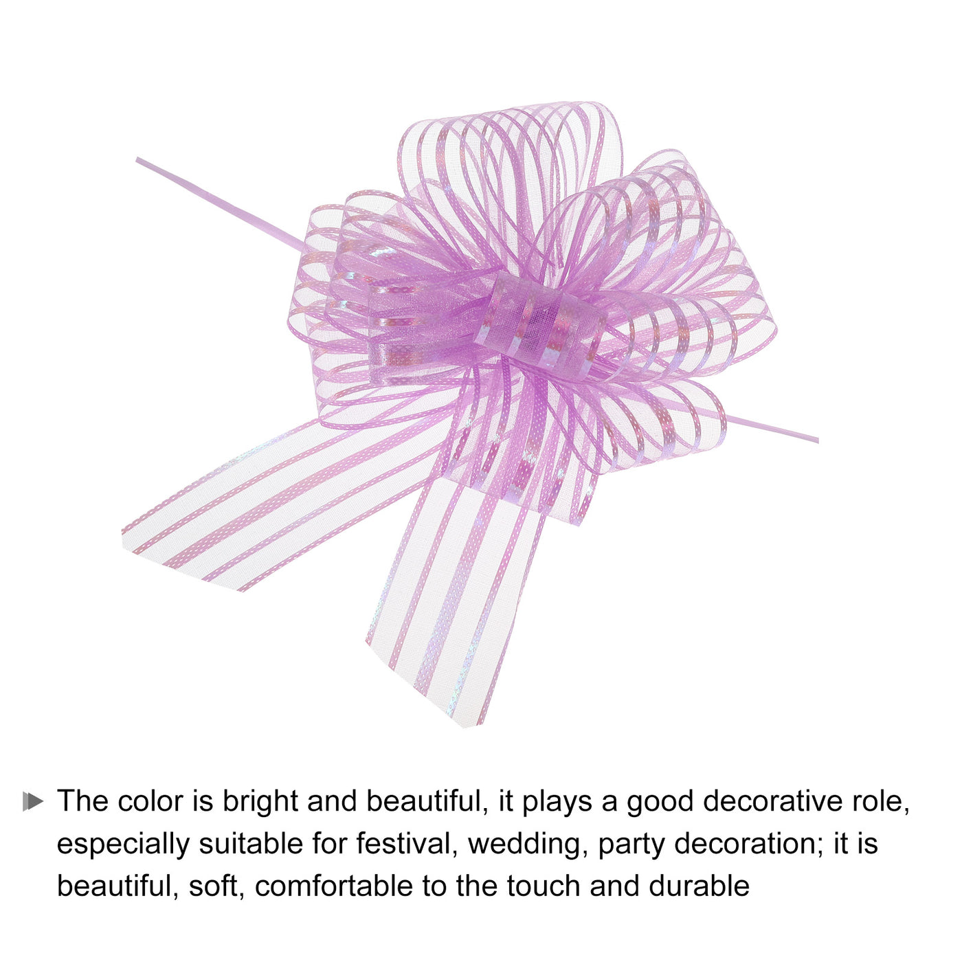 Harfington 5pcs 6 Inch Organza Large Pull Bow Gift Wrapping Bows Ribbon Chiffon Yarn Light Purple for Wedding Baskets Presents Christmas Valentine's Day