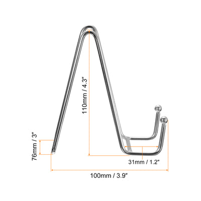 Harfington Uxcell 3Pcs 4.3Inch Plate Stand for Display Iron Easel Plate Holder for Photo Silver