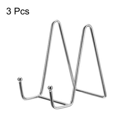 Harfington Uxcell 3Pcs 4.3Inch Plate Stand for Display Iron Easel Plate Holder for Photo Silver