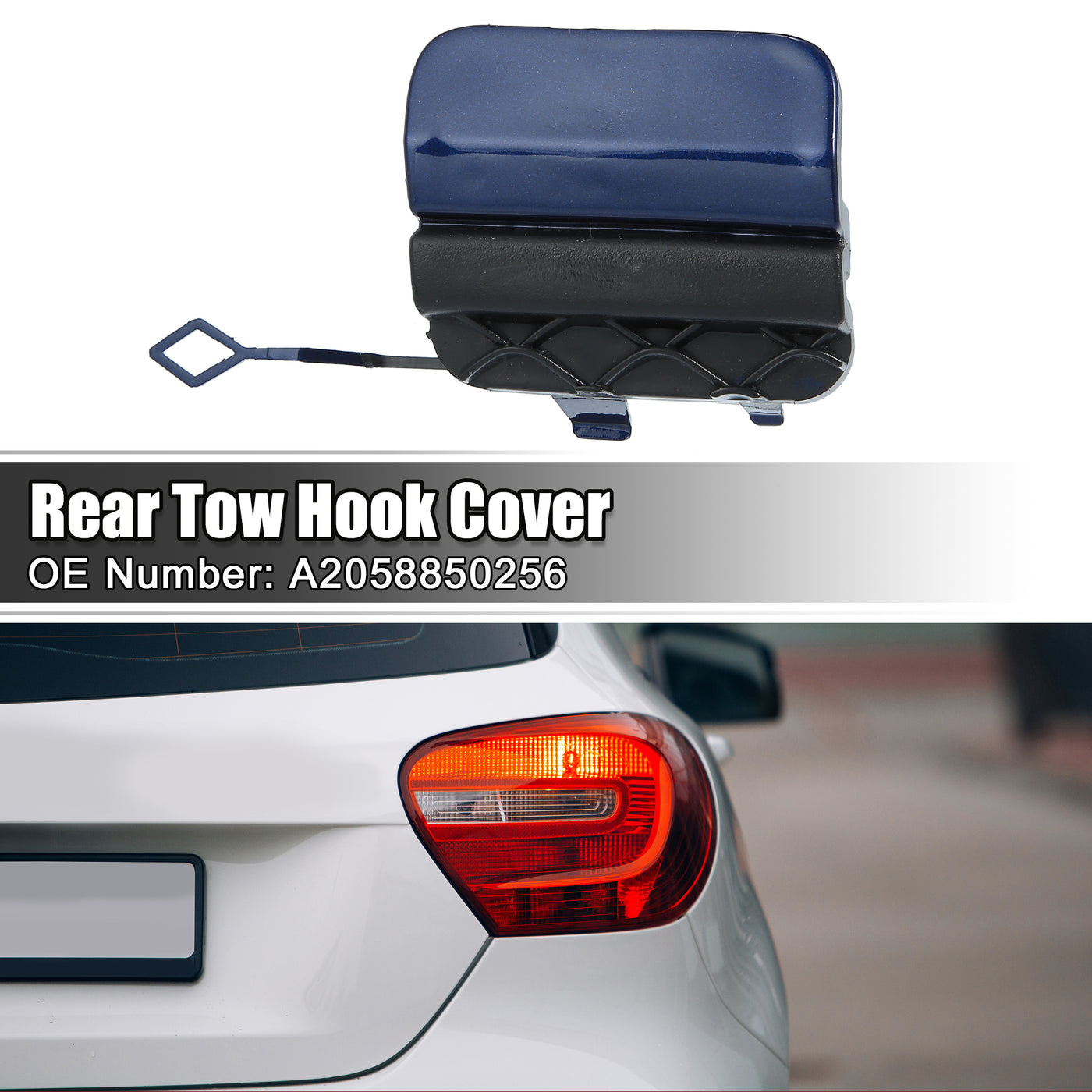 ACROPIX Rear Bumper Tow Hook Cover Car Towing Hook Eye Hole Cover Fit for Mercedes-Benz W205 Sedan Wagon - Pack of 1 Blue