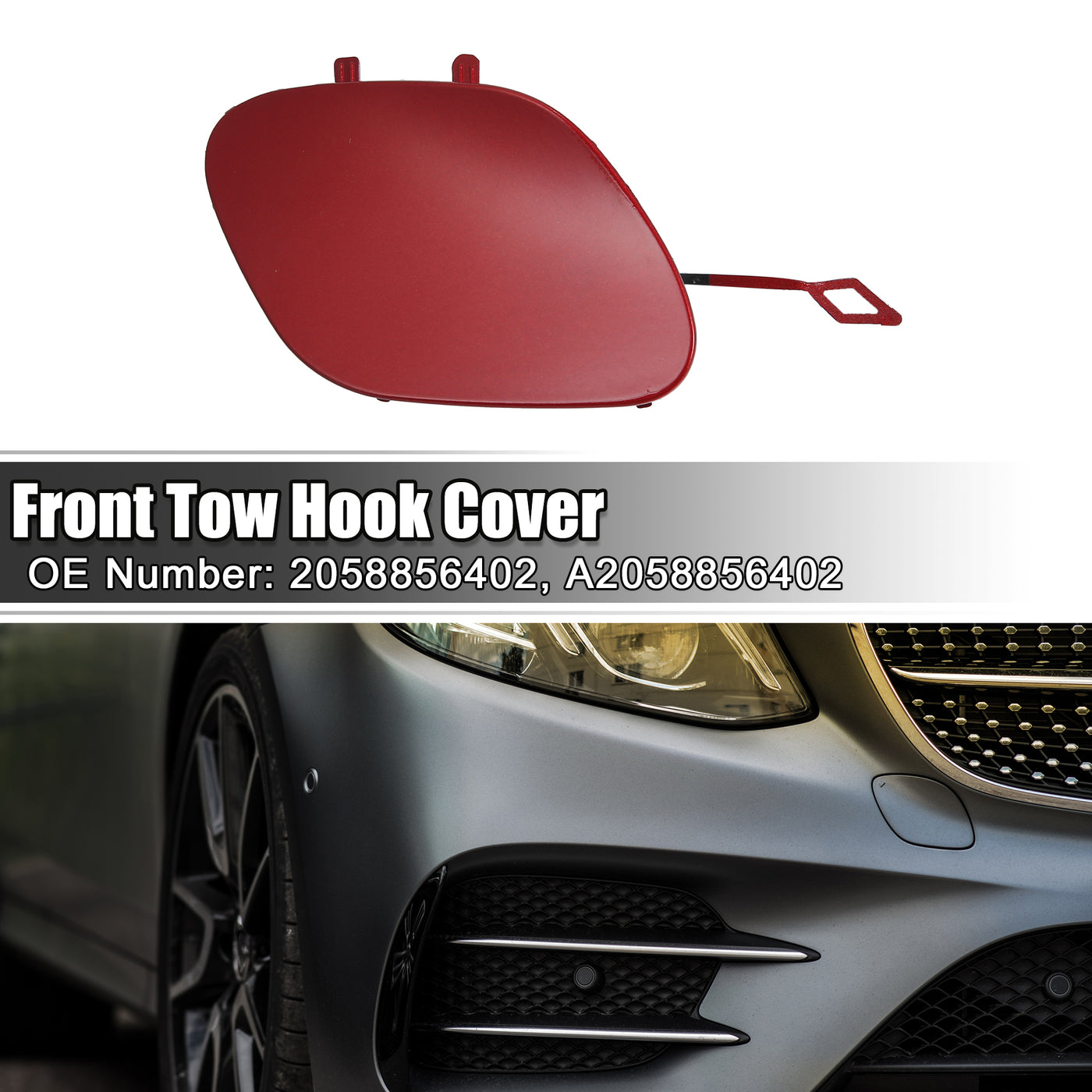 ACROPIX Front Bumper Tow Hook Cover Car Towing Hook Eye Hole Cover Fit for Mercedes-Benz C-class W205 Facelift AMG Line - Pack of 1 Red