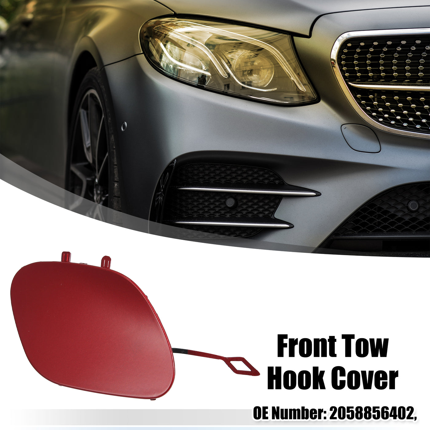 ACROPIX Front Bumper Tow Hook Cover Car Towing Hook Eye Hole Cover Fit for Mercedes-Benz C-class W205 Facelift AMG Line - Pack of 1 Red