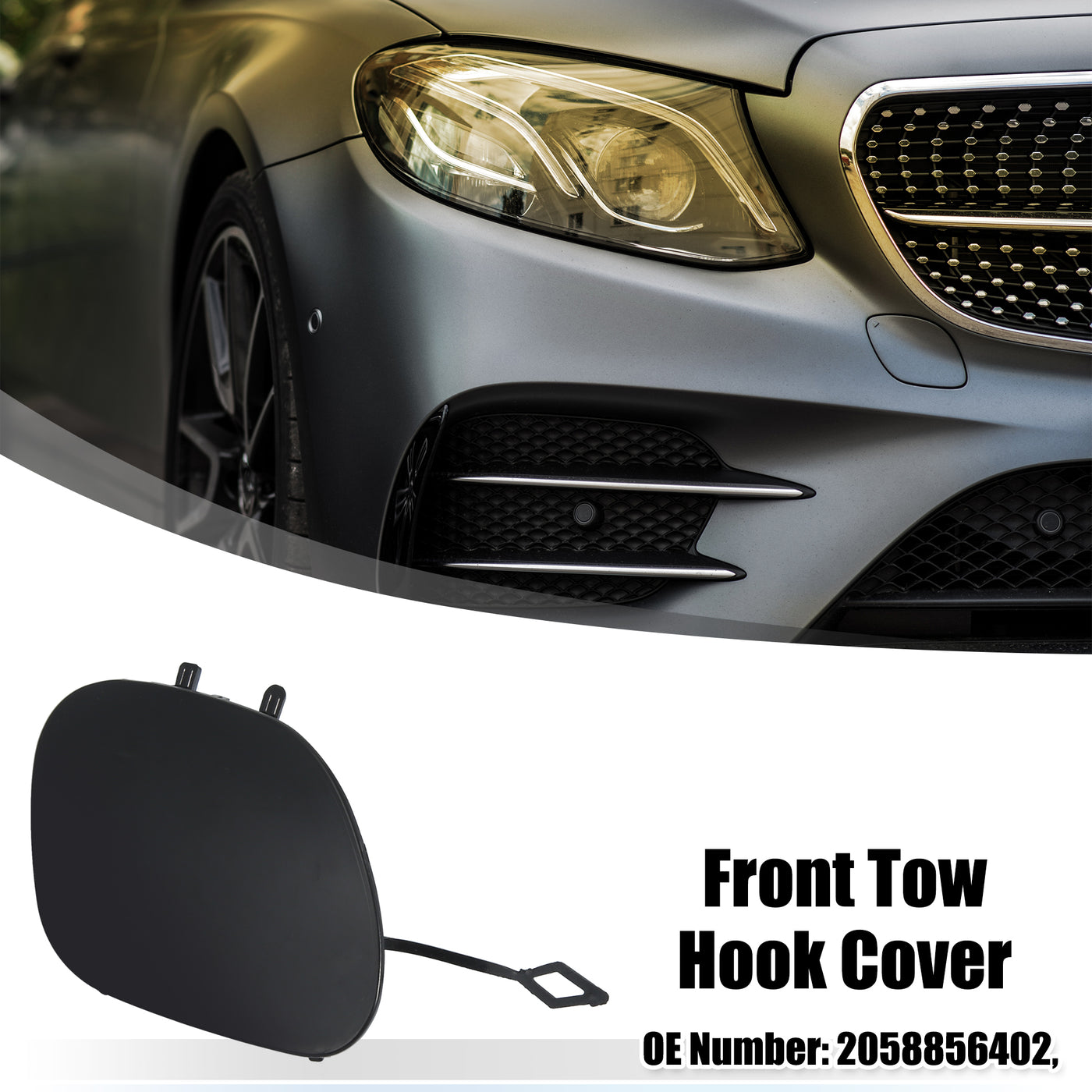 ACROPIX Front Bumper Tow Hook Cover Car Towing Hook Eye Hole Cover Fit for Mercedes-Benz C-class W205 Facelift AMG Line - Pack of 1 Matte Black