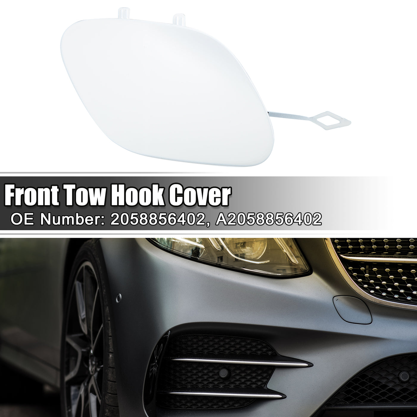 ACROPIX Front Bumper Tow Hook Cover Car Towing Hook Eye Hole Cover Fit for Mercedes-Benz C-class W205 Facelift AMG Line - Pack of 1 White