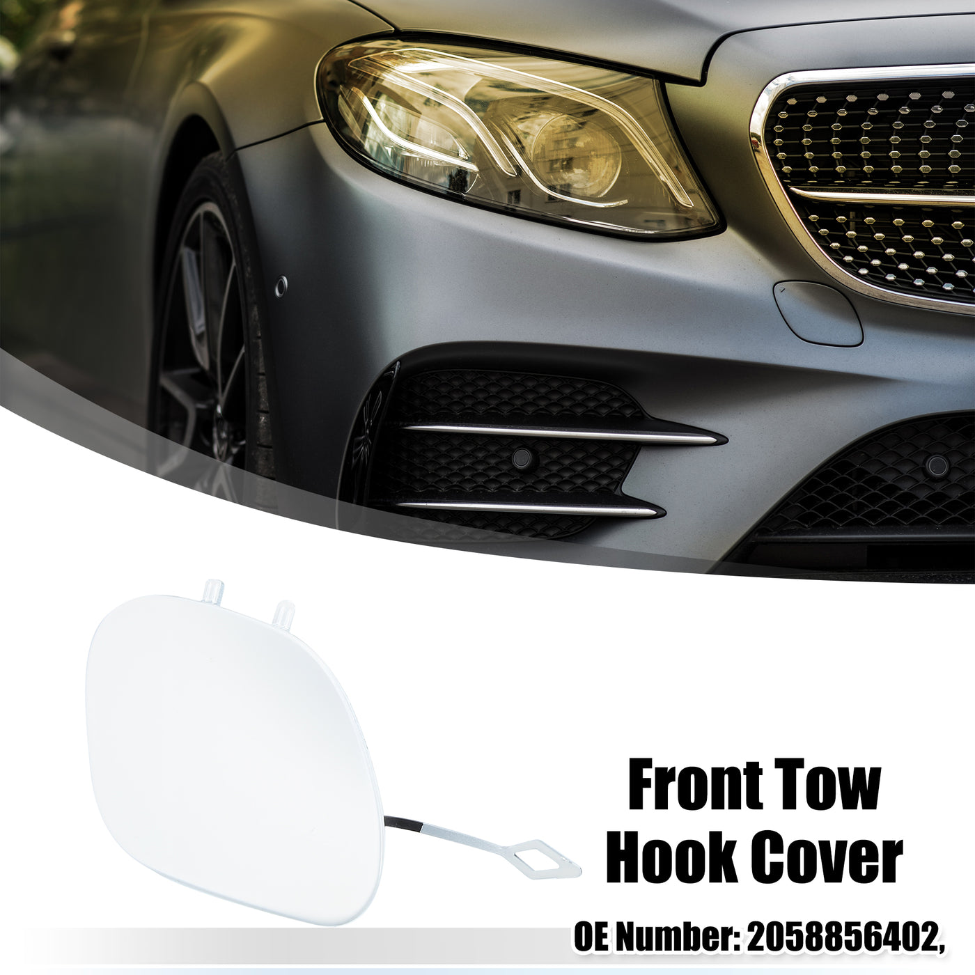 ACROPIX Front Bumper Tow Hook Cover Car Towing Hook Eye Hole Cover Fit for Mercedes-Benz C-class W205 Facelift AMG Line - Pack of 1 White