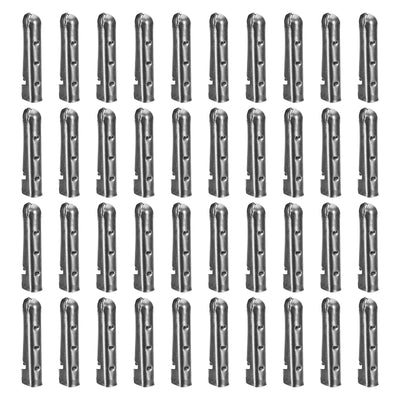 Harfington Uxcell 40Pcs 3.2x18mm Metal Shoelace Tips Open Mouth Shoelace Repair Cords End Black