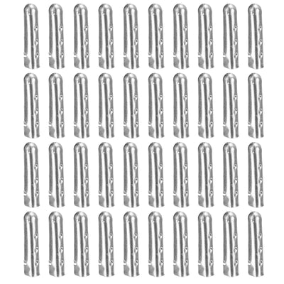 Harfington Uxcell 40Pcs 4x18mm Metal Shoelace Tips Open Mouth Shoelace Repair Cords End Silver