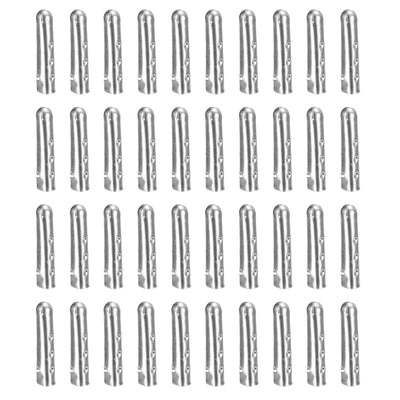 Harfington Uxcell 40Pcs 4x20mm Metal Shoelace Tips Open Mouth Shoelace Repair Cords End Silver