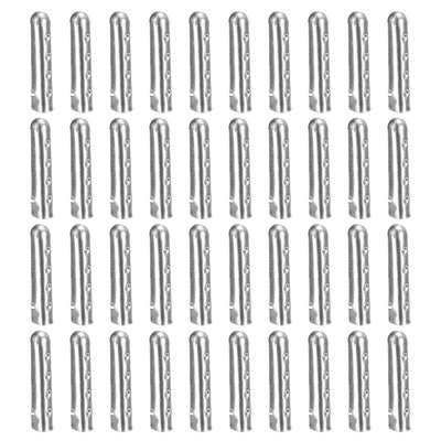 Harfington Uxcell 40Pcs 4x22mm Metal Shoelace Tips Open Mouth Shoelace Repair Cords End Silver