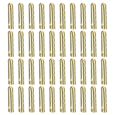 Harfington Uxcell 40Pcs 4x22mm Metal Shoelace Tips Open Mouth Shoelace Repair Cords End Gold