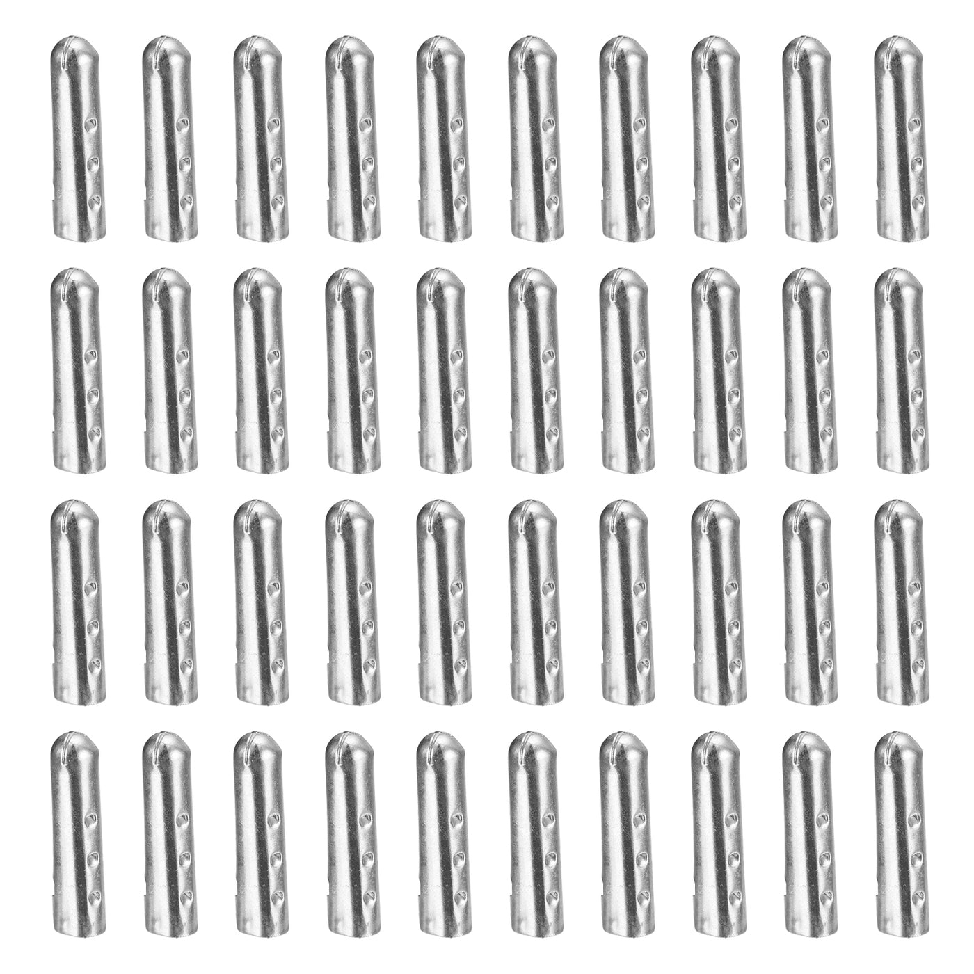 uxcell Uxcell 40Pcs 4.5x20mm Metal Shoelace Tips Open Mouth Shoelace Repair Cords End Silver