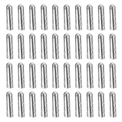 Harfington Uxcell 40Pcs 4.5x20mm Metal Shoelace Tips Open Mouth Shoelace Repair Cords End Silver