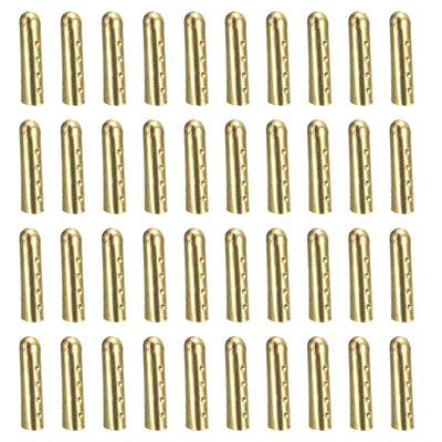 Harfington Uxcell 40Pcs 5x23mm Metal Shoelace Tips Open Mouth Shoelace Repair Cords End Gold