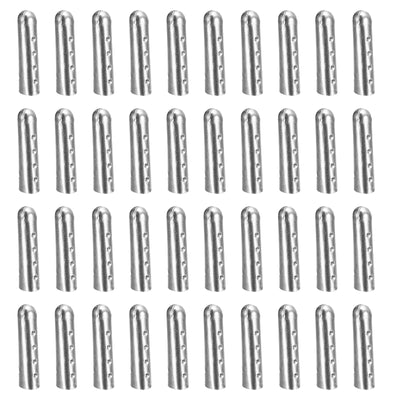 Harfington Uxcell 40Pcs 5.5x23mm Metal Shoelace Tips Open Mouth Shoelace Repair Cords End Silver