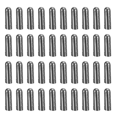 Harfington Uxcell 40Pcs 5.5x20mm Metal Shoelace Tips Open Mouth Shoelace Repair Cords End Black