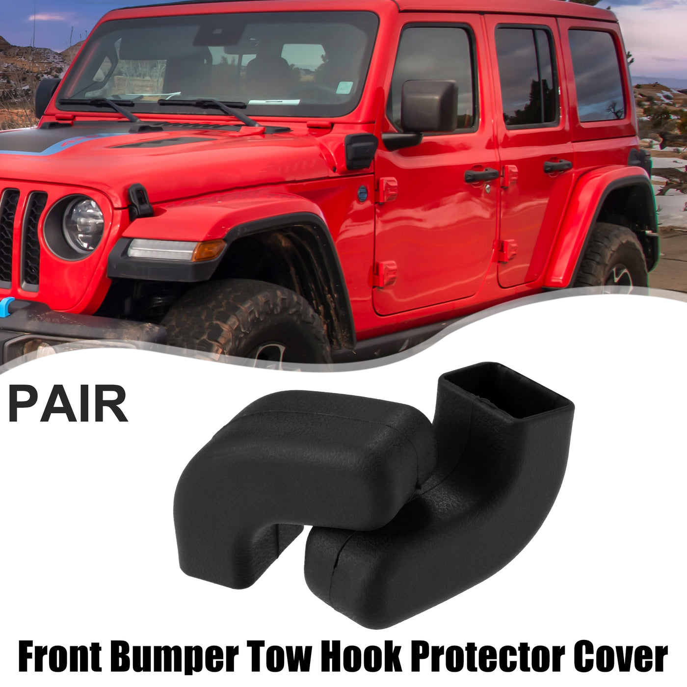 ACROPIX Car Front Bumper Tow Hook Protective Cover Fit for Jeep Wrangler JK JL 2007-2022 - Pack of 2 Black