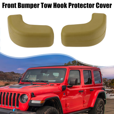 Harfington Car Front Bumper Tow Hook Protective Cover Fit for Jeep Wrangler JK JL 2007-2022 - Pack of 2 Beige