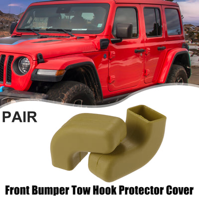 Harfington Car Front Bumper Tow Hook Protective Cover Fit for Jeep Wrangler JK JL 2007-2022 - Pack of 2 Beige