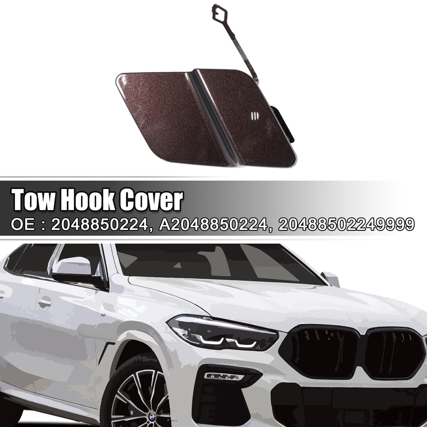 ACROPIX Front Bumper Tow Hook Cover Car Towing Hook Eye Hole Cover Fit for Mercedes Benz X204 GLK250 - Pack of 1 Brown