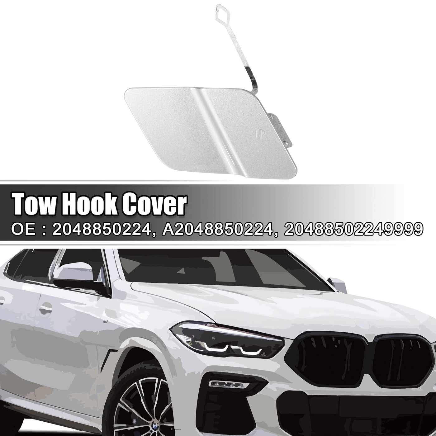 ACROPIX Front Bumper Tow Hook Cover Car Towing Hook Eye Hole Cover Fit for Mercedes Benz X204 GLK250 - Pack of 1 Silver Tone