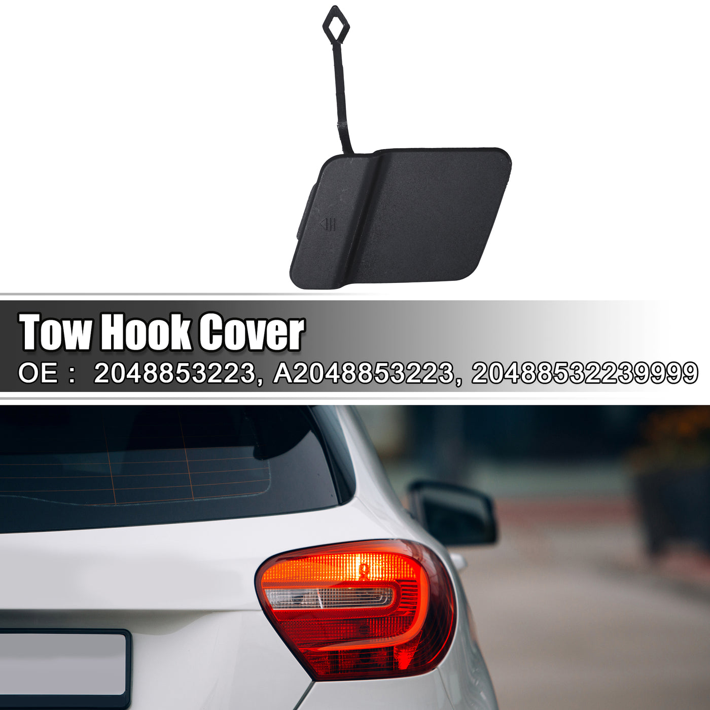 ACROPIX Rear Bumper Tow Hook Cover Car Towing Hook Eye Hole Cover Fit for Mercedes Benz X204 GLK350 - Pack of 1 Matte Black