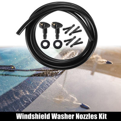 Harfington Front Adjustable Windshield Wiper Washer Nozzle Spray Jet Black - Pack of 9