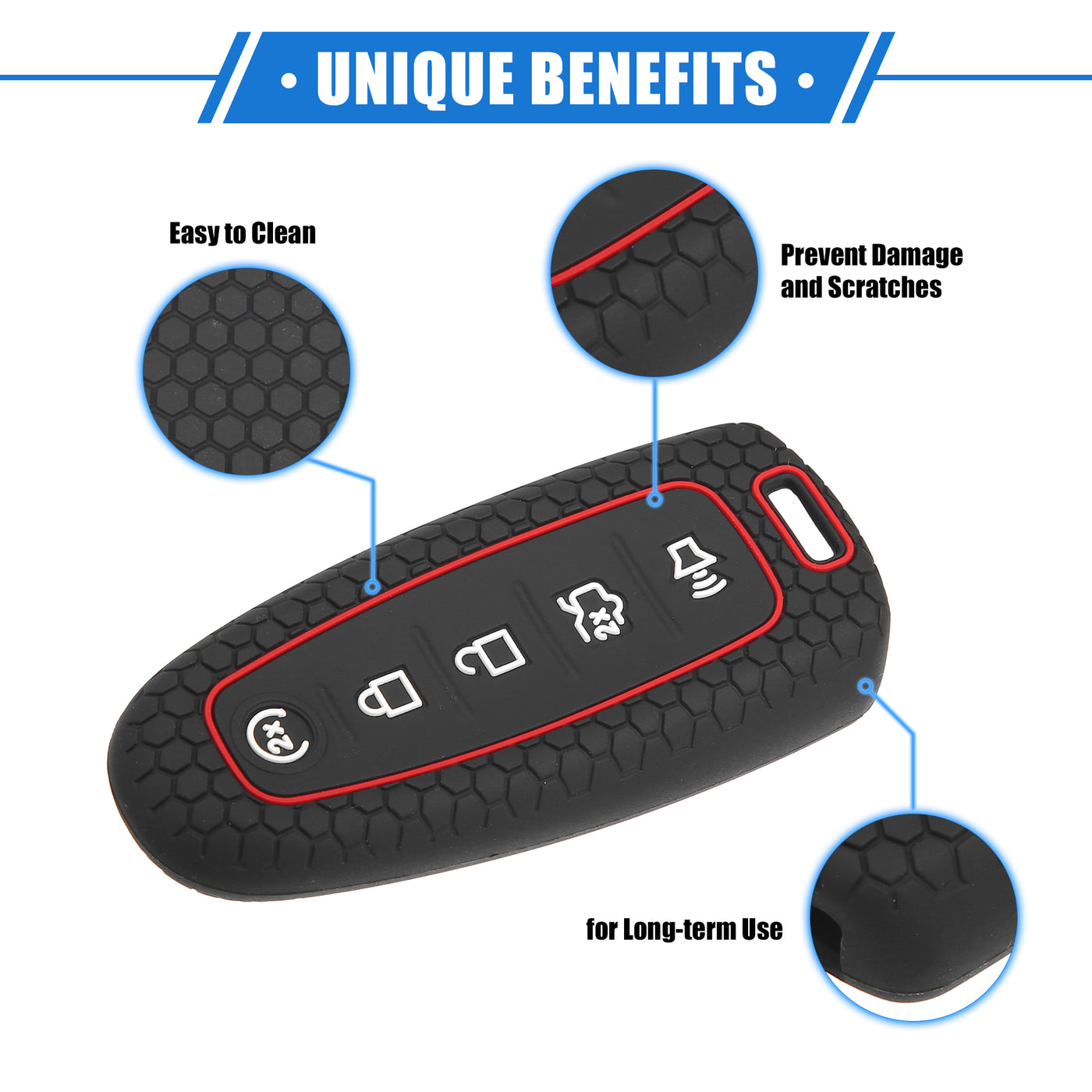 VekAuto 2 Pcs 5 Button Smart Remote Key Shell Compatible for Ford CMAX 2013-2018, Protector Silicone Black