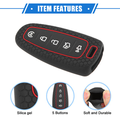 Harfington 2 Pcs 5 Button Smart Remote Key Shell Compatible for Ford CMAX 2013-2018, Protector Silicone Black