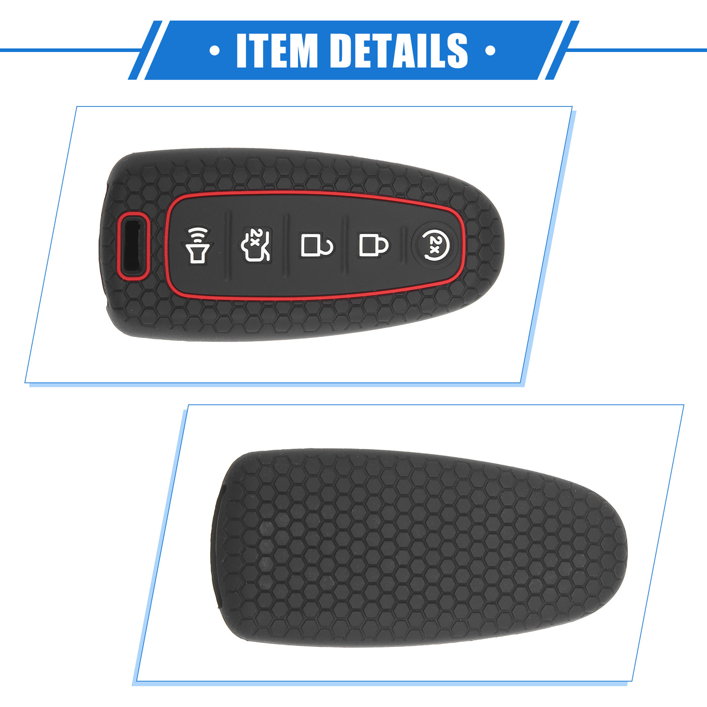 VekAuto 2 Pcs 5 Button Smart Remote Key Shell Compatible for Ford CMAX 2013-2018, Protector Silicone Black