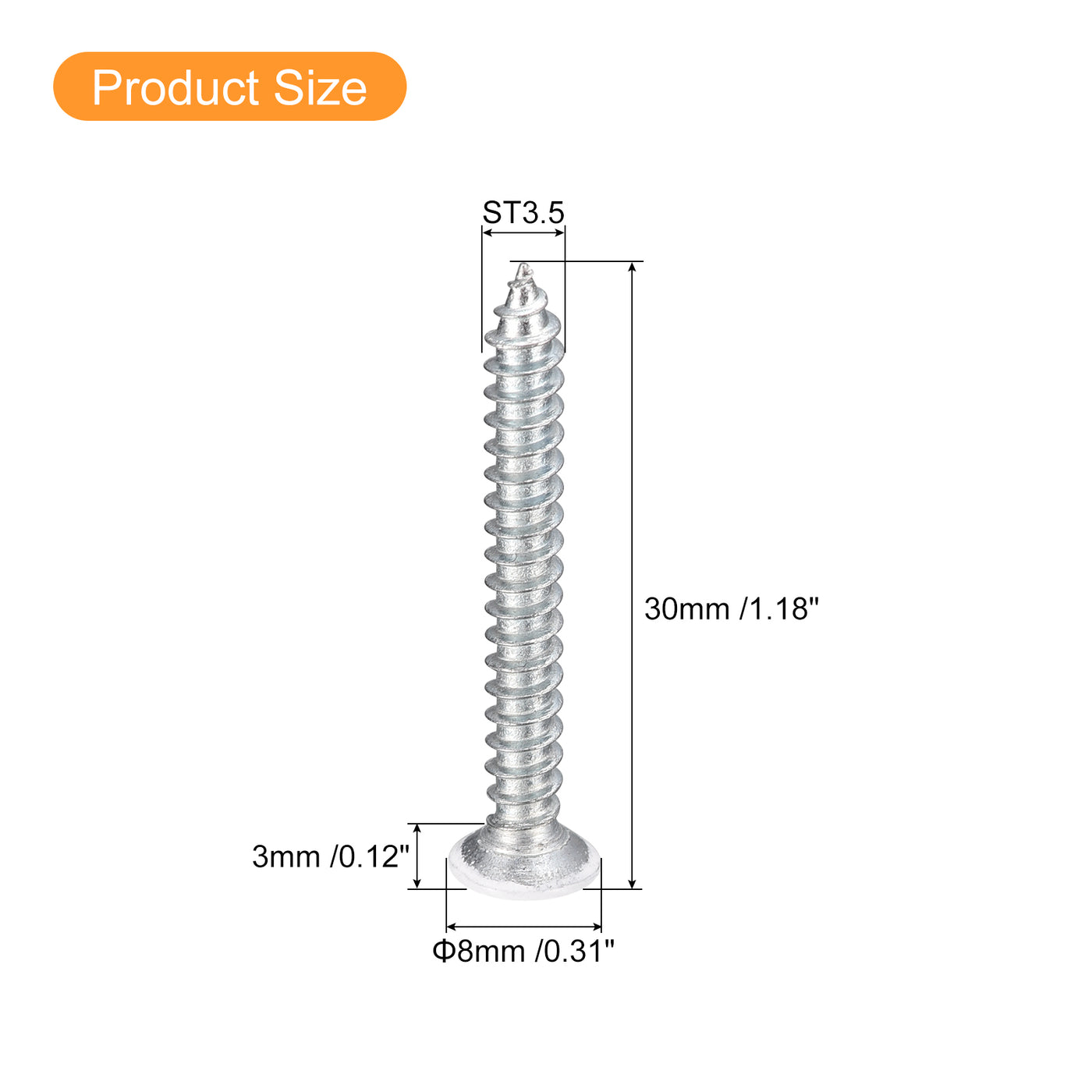 uxcell Uxcell ST3.5x30mm White Self Tapping Screws, 50pcs Flat Head Phillips Wood Screws