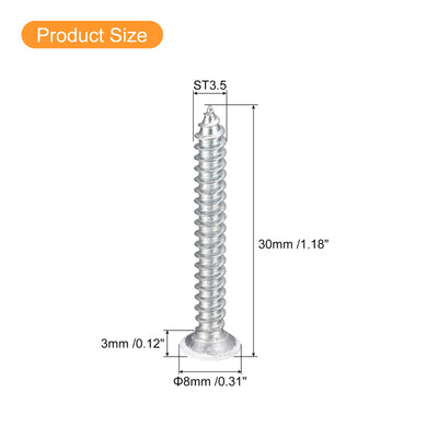 Harfington Uxcell ST3.5x30mm White Self Tapping Screws, 50pcs Flat Head Phillips Wood Screws